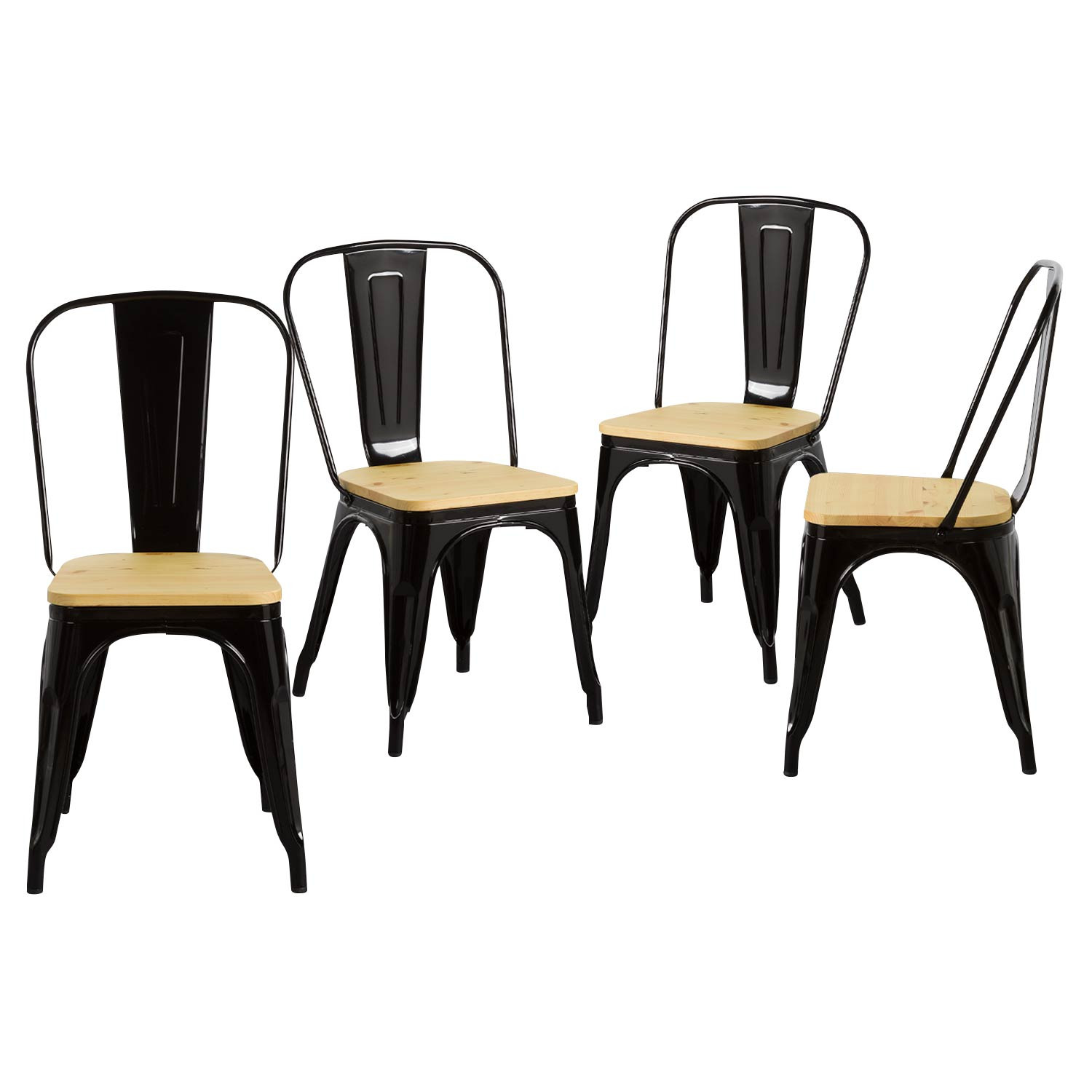 Pack 4 Sillas Industriales Strong con Asiento de Madera 45x54x85cm Thinia Home Packs de Sillas 1